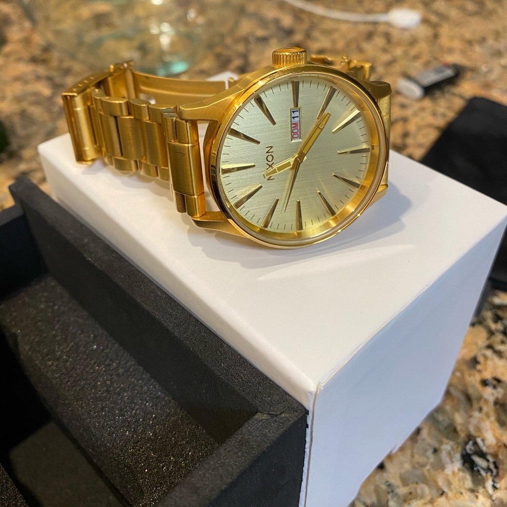 Nixon Sentry Stainless Steel 42mm Watch All Gold